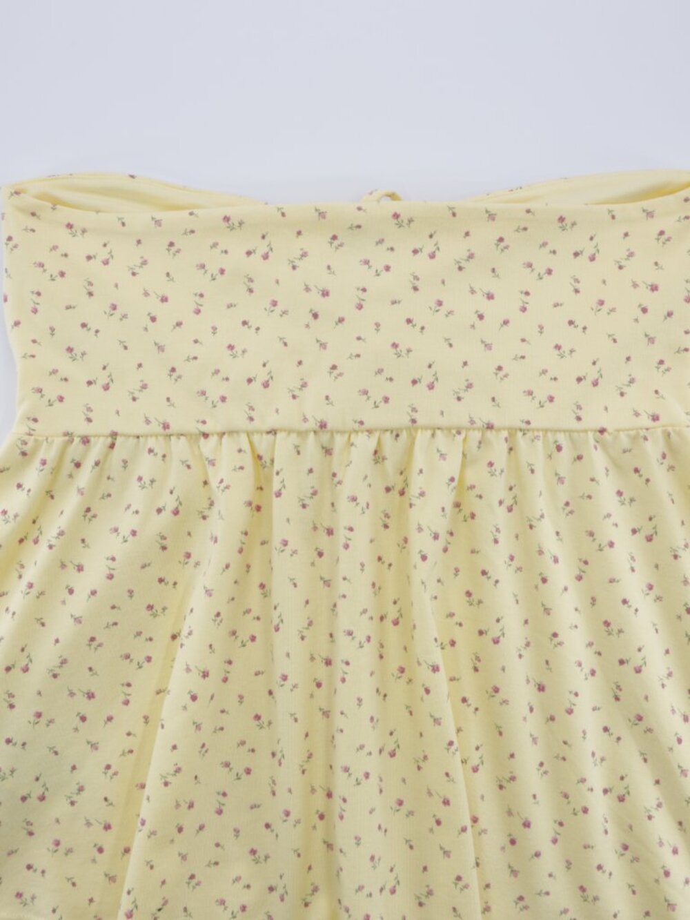 Hollister Women's Floral Soft Strapless Cinched Babydoll Top Yellow Size XL - Picture 4 of 8